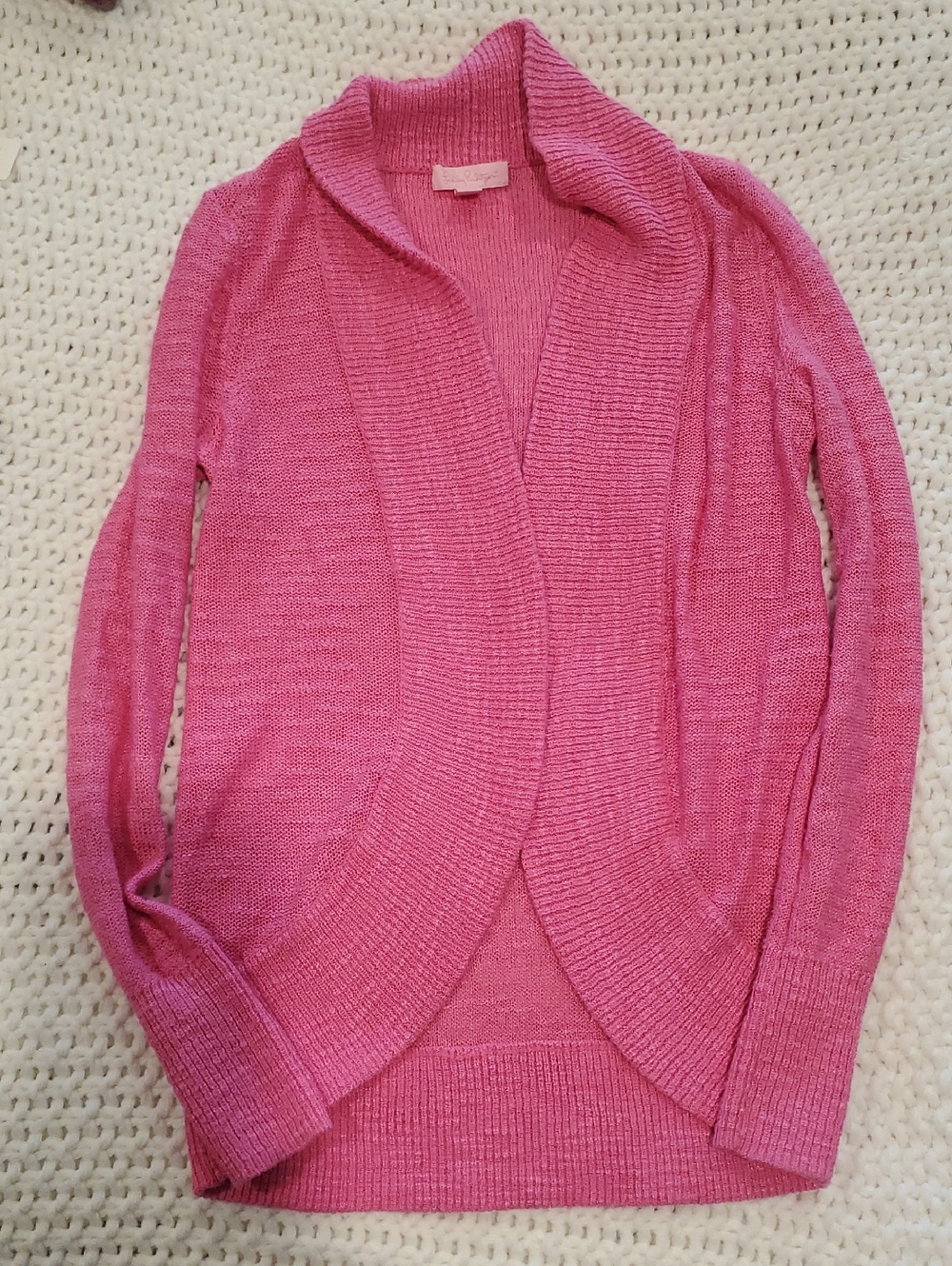 Lilly Pulitzer Pink Amalie  Open-Front Shawl Collar Cardigan